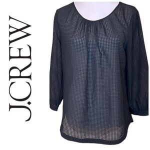 NWT J.CREW Semi-Sheer Black 3/4 Sleeve Blouse Women’s Size: M